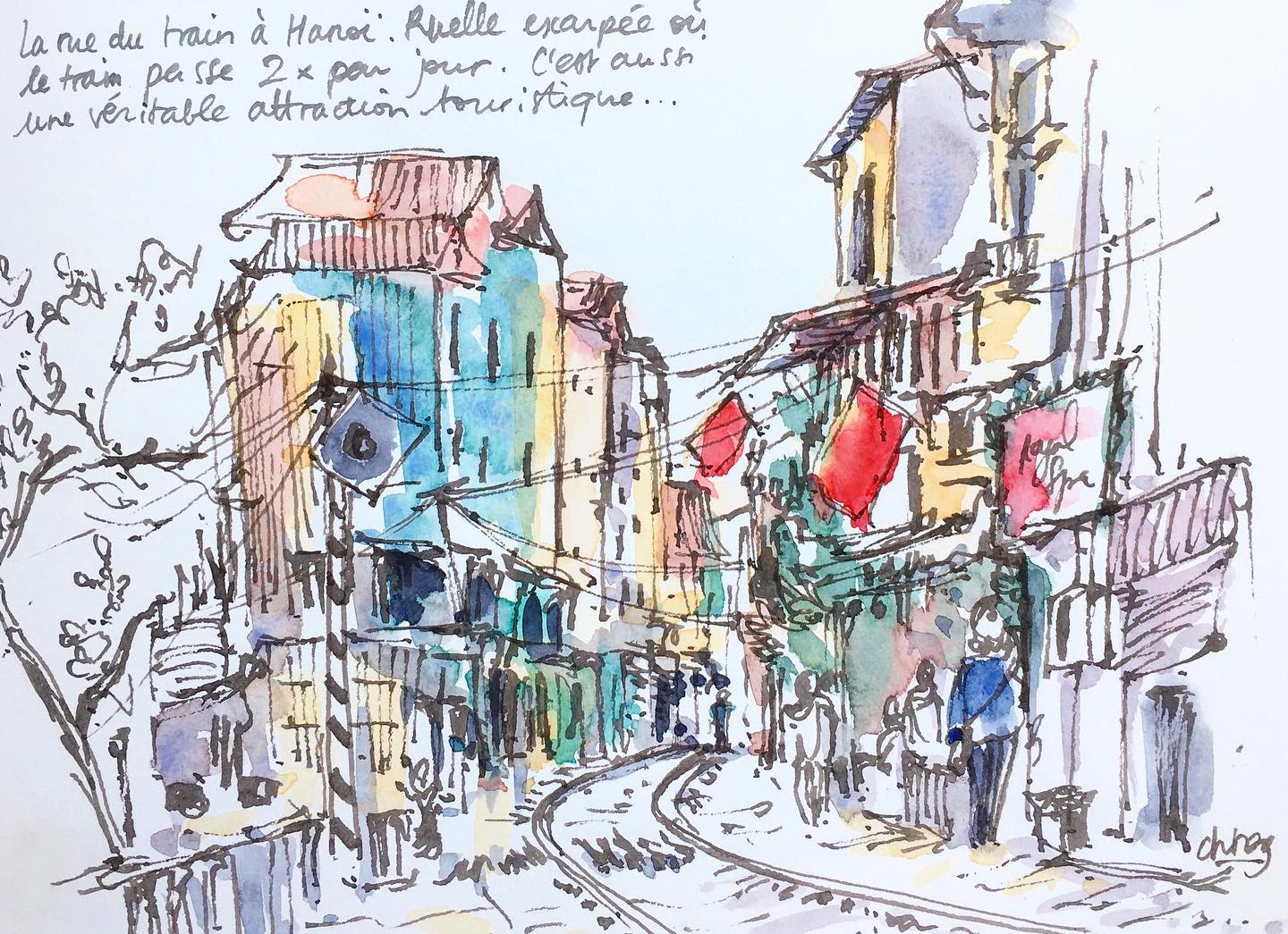 La rue du train à Hanoï